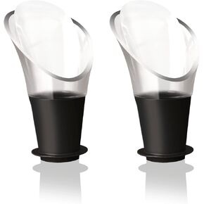 Vacu Vin Crystal Wine Server Set of 2 - Wine Aerator and Strainer, Pourer and Preserver - Perfect Fit for Every Wine Bottle - Convenient and Portable - Crafted with Excellence in the Netherlands