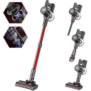 Vacuum Cleaners for Home,Cordless Vacuum Cleaner for Home with Super Suction,80000 RPM High-Speed Brushless Motor,Stick Vacuum Cordless Rechargeable for Hair Hardwood Floor(Red)