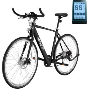 ANCHEER Electric Bike for Adults, 20MPH, 700C Wheel Commuter Bicycle with 36V Battery, Center Digital Display, Dual Disc Brakes, 7 Speed Road Bike, Light Weight, Electric Bicycle for Adults Teens