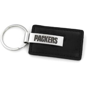 Aminco NFL Green Bay Packers Leather Keychain with Laser Engraved Logo