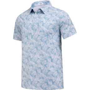 PINSPARK Men's Dry Fit Golf Shirts Moisture Wicking Performance Polo Shirts for Men Summer Print Golf Polo Shirt Short Sleeve