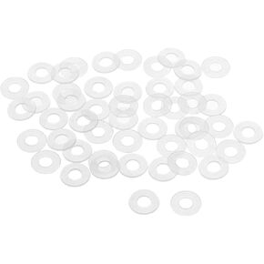 50pcs M8 Nylon Washer 16mm OD 8mm ID 0.9mm Thickness, M8 Flat Sealing Gasket for Faucet Pipe, Hose Bolt, Valve or Gardening Maintenance (White)