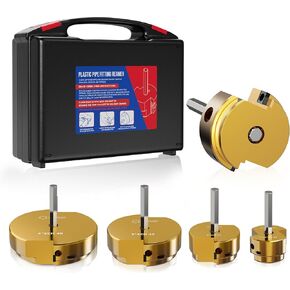 Balanced Dual Blade PVC Pipe Reamer Kit 4pcs (1-1/2inch, 2inch, 3inch, 4inch) PVC Fitting Saver, PVC Socket Saver Kit, PVC Reamer Kit, Hub Saver Plumbing Kit Fits into 1/2" Drill
