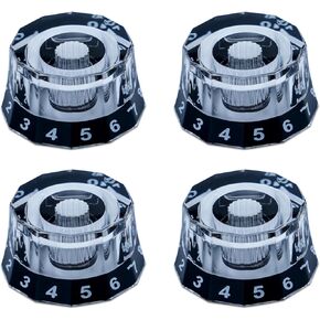 4pcs Transparent Guitar Knobs Clear Black Dodecagon Speed Control Volume Tone Knob for PRS SG Les Paul Eletric Guitar Accessories (Black)