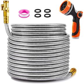 Garden Hose 100ft with 10-Mode Nozzle Sprayer & Resistant Solid Brass Fittings Lightweight non Kinking Flexible Garden Hose Suitable for Yards and Outdoor