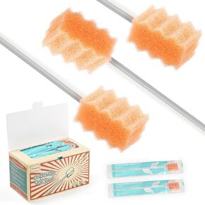 Gum-Protective Oral Swabs for Elderly, Safety Oral Swab Anti-Penetration, Anti-slip Rod Extra Length. Higher Density Sponge Non-Detaching Sponge. Individually Wrapped 50 Counts.(Unflavored)