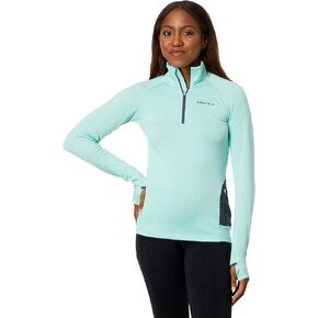 Craft Sportswear Women's CORE Trim Thermal Midlayer, Athletic Performance Half-Zip Thermal Jersey with Thumb Holes