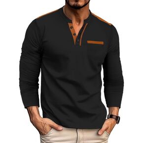 Mens Long Sleeve Polo Shirts Casual Button Down Fashion Solid Color Classic Golf Polo Shirts with Pocket