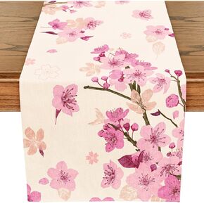 WRAPAHOLIC Cherry Blossom Table Runner - 13 x 72 Inch - Farmhouse Indoor Kitchen Anniversary Wedding Dining Table Decoration for Home Party