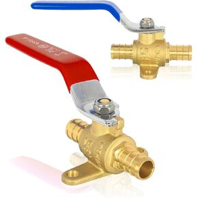 (Pack of 2) Seelink 1/2 Inch PEX x 1/2 Inch PEX Drop Ear Ball Valve, Brass Shut Off Valve for Pex Pipe Connection, ASTM F1807, Red&Blue