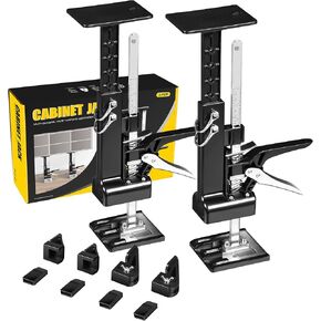 YELLOW JACKET Cabinet Jacks 2 Pack for Installing Cabinets, Labor Saving Arm Jack with 360 LBS,0 to 23.4 inches, 3rd Hand Support System, Drywall Lift, Hand Lifting Jack Tool
