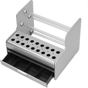 EVTSCAN 200x170x160 mm Compact Desktop Small Tool Holder Organizer, with 18 Holes and 4 Compartments, ABS Plastic Easy Assembly Workbench Tool Rack for Screwdriver, Wrench, Plier
