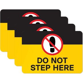 4pk Do Not Step Here Stickers | Self Adhesive Vinyl Safety Stickers for Pools, Boats, Industrial Workplaces, 10" x 7"