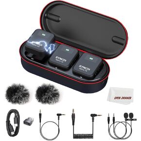 SYNCO G2A2 Pro Microphone, Wireless Lavalier Microphone, 200m (656 ft) Range, 8 Hours Life, Compatible PC, Smartphone, DSLR, for Outdoor Video, News Interview, Vlogs