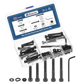 82pcs M6 Socket Head Cap Screws Bolts Nuts Assortment Kit - [M6x30/35/40/45/50mm] Alloy Steel Fully Threaded Black Oxide 12.9 Internal Hex Screw for 3D Printer Use, with Wrench