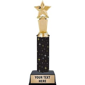 11" Megastar Gold Star Trophies - Black Midnight Megastar Gold Star Trophy Awards Prime