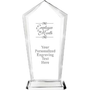 Crown Awards Customizable Crystal Trophy, 9" Engraved Skyscraper Crystal Award