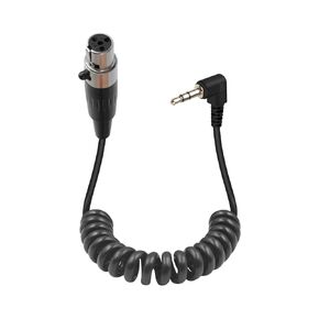 GELRHONR Right Angle 4 pin Mini XLR to 3.5mm Coiled Cable 1.6FT, Mini XLR Female Replacement Spring Audio Cord, 1/8 Inch TRS to Mini XLR Stereo Audio Plug Headphone Cable(4-pin Mini XLR Black)