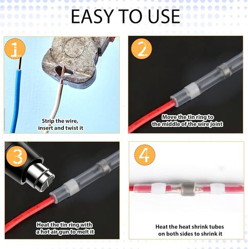 150 Pcs Solder Seal Wire Connectors 26-24 AWG White Heat Shrink Butt Connectors Solder Sleeve Wire Splice Connector Waterproof Insulated Electrical Splice Wire Terminals for Marine Boat Wire Joint in Saudi Arabia
