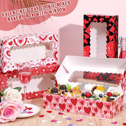 Janlaugh 12 pcs عيد الحب الصناديق الصناديق 11.8 × 5.5 × 2.6 بوصة عيد الحب يوم القديس باتريك عيد الفصح PVC Cupcake مع صناديق الهدايا in Kuwait