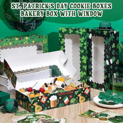 Janlaugh 12 pcs عيد الحب الصناديق الصناديق 11.8 × 5.5 × 2.6 بوصة عيد الحب يوم القديس باتريك عيد الفصح PVC Cupcake مع صناديق الهدايا in Kuwait