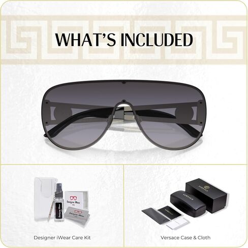 Versace VE2166 Aviator Sunglasses For Men For Women + BUNDLE with Designer iWear Complimentary Eyewear Care Kit in Saudi Arabia