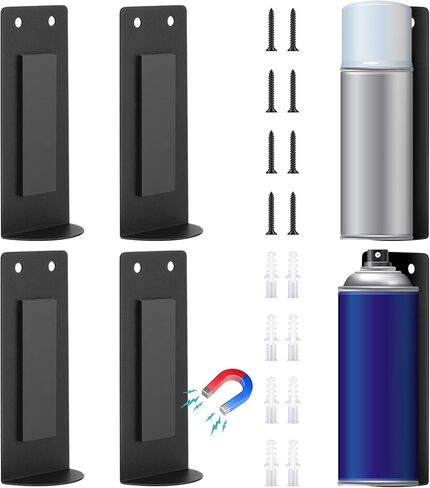 4 PCS رذاذ الأيروسول المغناطيسي يمكن أن يحمل Metal Magnet Toolbox حامل زجاجة الحائط رف زجاجة الرف ميكانيكي رف ميكانيكي رف تخزين مربع للأداة للمرآب ، الأسود in Kuwait