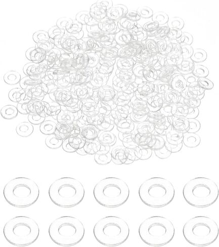 uxcell 240 Pcs M3.5 PVC Flat Washers 3.5mm ID 6mm OD 0.3mm Thick Plain Washer Grommets Plastic Sheet Gasket Fastener Sealing Spacer Gasket Ring Water Hose Washers, Clear in Saudi Arabia