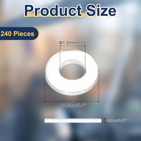 uxcell 240 Pcs M3.5 PVC Flat Washers 3.5mm ID 6mm OD 0.3mm Thick Plain Washer Grommets Plastic Sheet Gasket Fastener Sealing Spacer Gasket Ring Water Hose Washers, Clear in Saudi Arabia