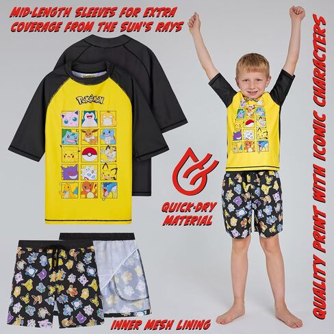 Pokemon Boys 2 Piece Swimwear Set, Swimming Top and Boys Swim Trunks in Saudi Arabia