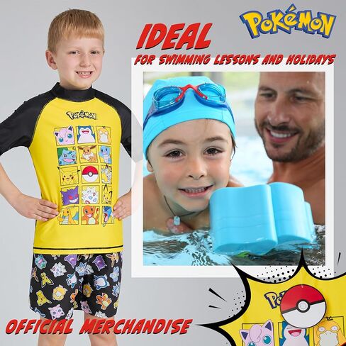 Pokemon Boys 2 Piece Swimwear Set, Swimming Top and Boys Swim Trunks in Saudi Arabia