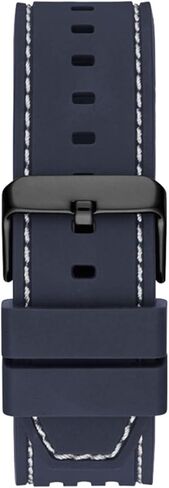 ساعة GUESS للرجال كاجوال متعددة الوظائف 43 مم - جراب أسود من البولي كربونات مع قرص هيكل عظمي أسود وحزام سيليكون أحمر، أحمر/أسود, أحمرأسود in Kuwait