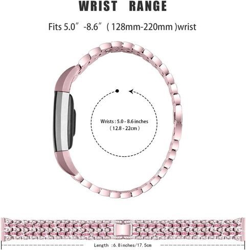 Bling Strap Compatible For Fitbit Charge 2 Strap, Women Men Stainless Steel Rhinestone Replacement Charge 2 Band Wrist Strap Metal Bracelet Wristband for Fitbit Charge 2 HR Fitness Tracker in Saudi Arabia