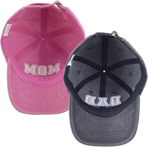 SHANVANKE 2PCS Dad and Mom EST 2025 Hats for Men Women, Funny Adjustable Cotton 3D Embroidered New Parents Gifts Baseball Cap in Kuwait