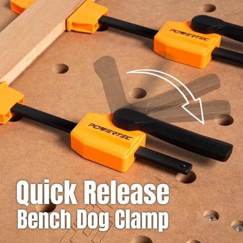 POWERTEC Bench Dog Clamps for 3/4" Dog Holes, Quick Clamp and Release Wood Clamps, Heavy Duty Workbench Clamps with 176lbs Clamping Force, Woodworking Tools - 2PCs (72105) in Kuwait