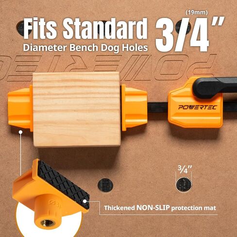 POWERTEC Bench Dog Clamps for 3/4" Dog Holes, Quick Clamp and Release Wood Clamps, Heavy Duty Workbench Clamps with 176lbs Clamping Force, Woodworking Tools - 2PCs (72105) in Kuwait
