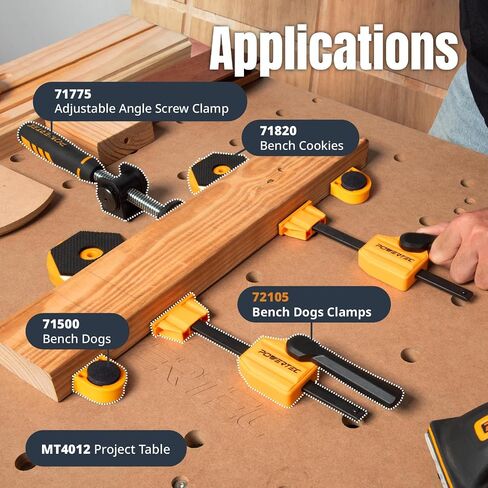 POWERTEC Bench Dog Clamps for 3/4" Dog Holes, Quick Clamp and Release Wood Clamps, Heavy Duty Workbench Clamps with 176lbs Clamping Force, Woodworking Tools - 2PCs (72105) in Kuwait