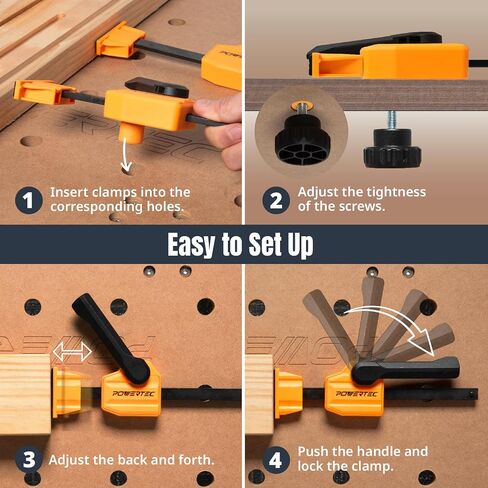 POWERTEC Bench Dog Clamps for 3/4" Dog Holes, Quick Clamp and Release Wood Clamps, Heavy Duty Workbench Clamps with 176lbs Clamping Force, Woodworking Tools - 2PCs (72105) in Kuwait