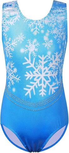 Gymnastics Leotard for Girls Shiny Diamond Metallic Cross Back Practice Dancewear in Saudi Arabia