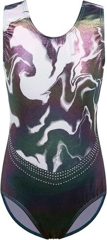 Gymnastics Leotard for Girls Shiny Diamond Metallic Cross Back Practice Dancewear in Saudi Arabia