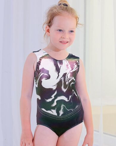 Gymnastics Leotard for Girls Shiny Diamond Metallic Cross Back Practice Dancewear in Saudi Arabia