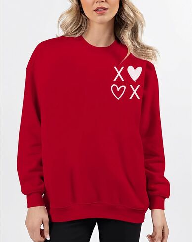 Womens Valentines Day Sweatshirt Long Sleeve Love Heart Graphic Shirt Gifts Crewneck Pullover Casual Holiday Tops in Kuwait