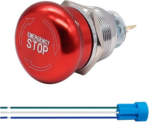 MXUTEUK 22 مم من الفولاذ المقاوم للصدأ المعدني المزلاج الطوارئ إيقاف زر التبديل 12-220V 3A 1NO 1NC مع توصيل التوصيل ، 1 سنة ضمان MXU-TT-CT in Kuwait