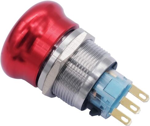 MXUTEUK 22 مم من الفولاذ المقاوم للصدأ المعدني المزلاج الطوارئ إيقاف زر التبديل 12-220V 3A 1NO 1NC مع توصيل التوصيل ، 1 سنة ضمان MXU-TT-CT in Kuwait