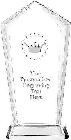 Crown Awards Customizable Crystal Trophy, 9" Engraved Skyscraper Crystal Award in Saudi Arabia