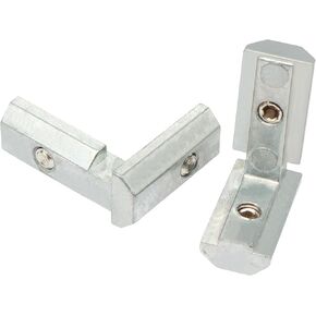 10 Pack Hidden Corner Connector, Inside to Inside L Shaped Bracket, Interior Zinc Angle Brackets with Set Screws for 15, 30 and 40 Series Aluminum Extruded Profile