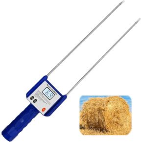 3-80% Digital Hay Bales Moisture Meter Tester for Straw Bundles,Wood Sawdust Powder,Cereal Straw,Bran,Forage Grass,Leymus Chinensis,Emperor Bamboo Grass,Fibre,Soybean Meal,Leaves,Silage,Corncob (Blue)