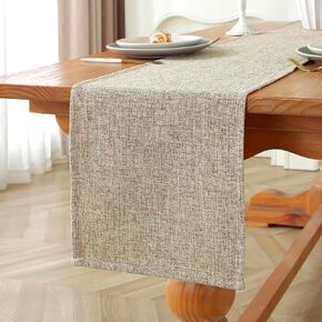 Laolitou Light Brown Table Runners 72 Inches Long, Burlap Linen Texture Farmhouse Boho Table Runner, Rustic Dining Table Decor Long (13x72 Inches, Light Brown)
