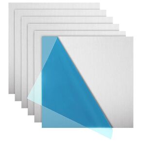 6 Pack 6061 Aluminum Sheet Metal 6 x 6 x 1/16 Inch Flat Plain Aluminum Plate Covered with Protective Film, Heat Treatable Aluminum Sheet Plate for Crafting Industrial, Finely Polished and Deburred