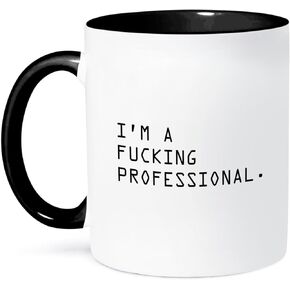 3dRose IM A FUCKING PROFESSIONAL. Two Tone Mug, 11 oz, Black